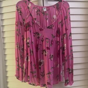 Old Navy Pink Floral Blouse